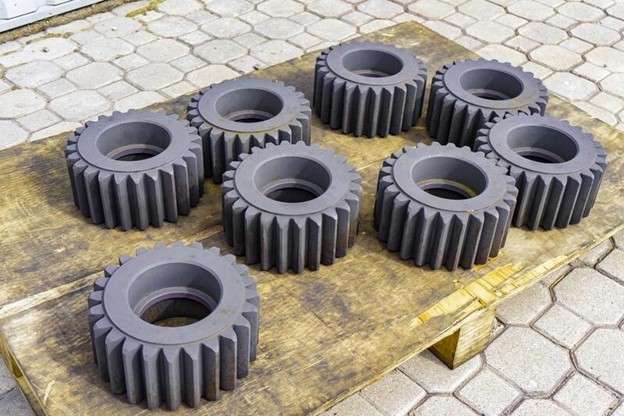 Steel gears after processing with quenching heat treatment