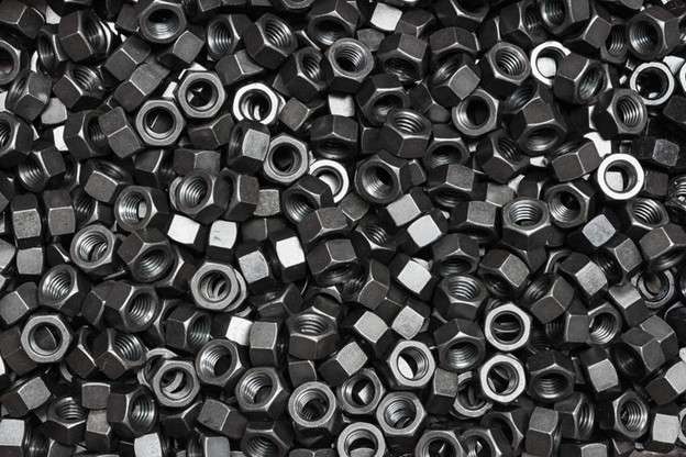 Steel hardware parts after black-oxide surface treatment
