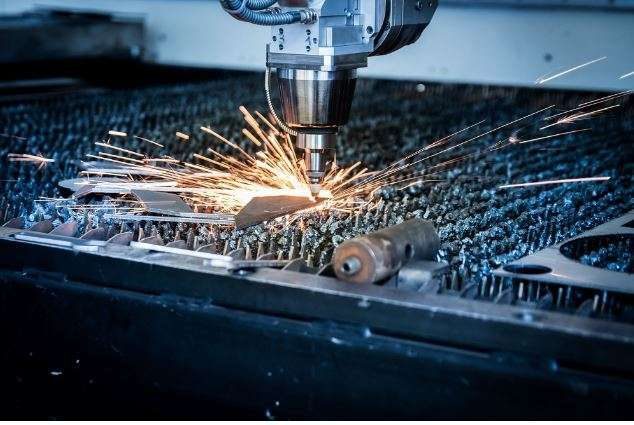 Laser cutting operation on steel workpiece
